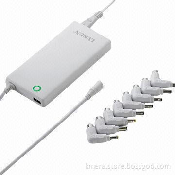 90W Smart Universal Laptop AC/DC Adapter with 12 to 24V Output, 17mm Thickness, Without LCD Display